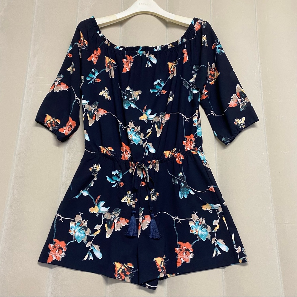 Veronica M Womens Lulu Romper XS Floral Off Shoulder Tassels Feminine Dainty NWT